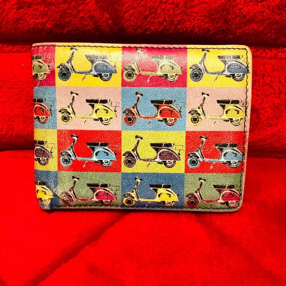 Moon Swiss design Leather Wallet RARE Scooter Print Men’s